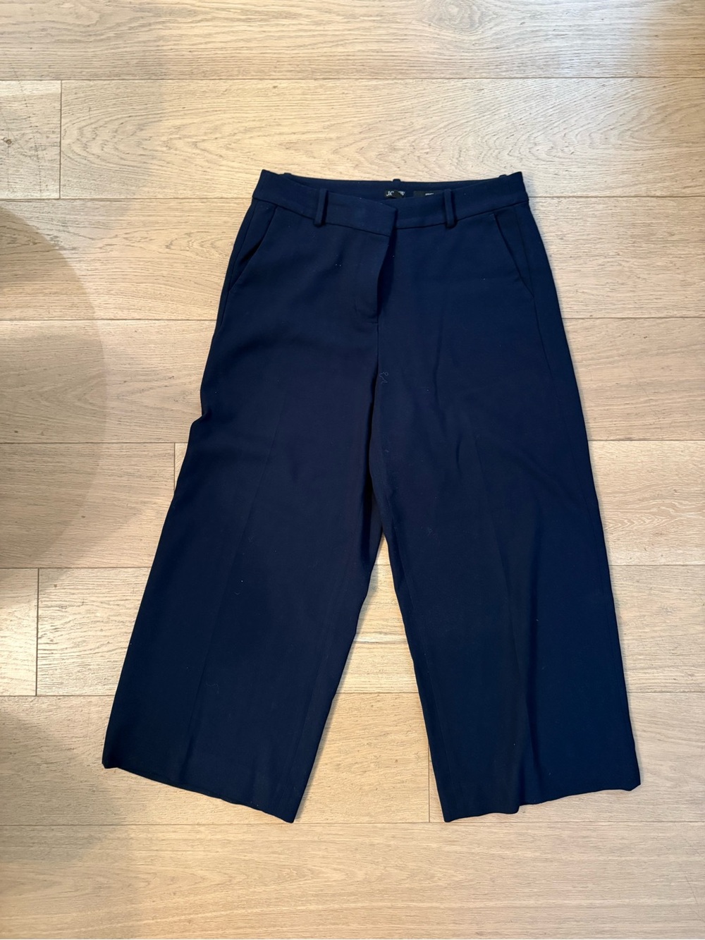 J. Crew Navy Wide-Leg Cropped Trousers